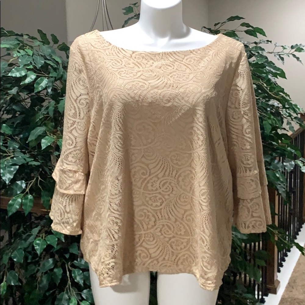 Always Indigo NWT Plus Size Bell Sleeve Top